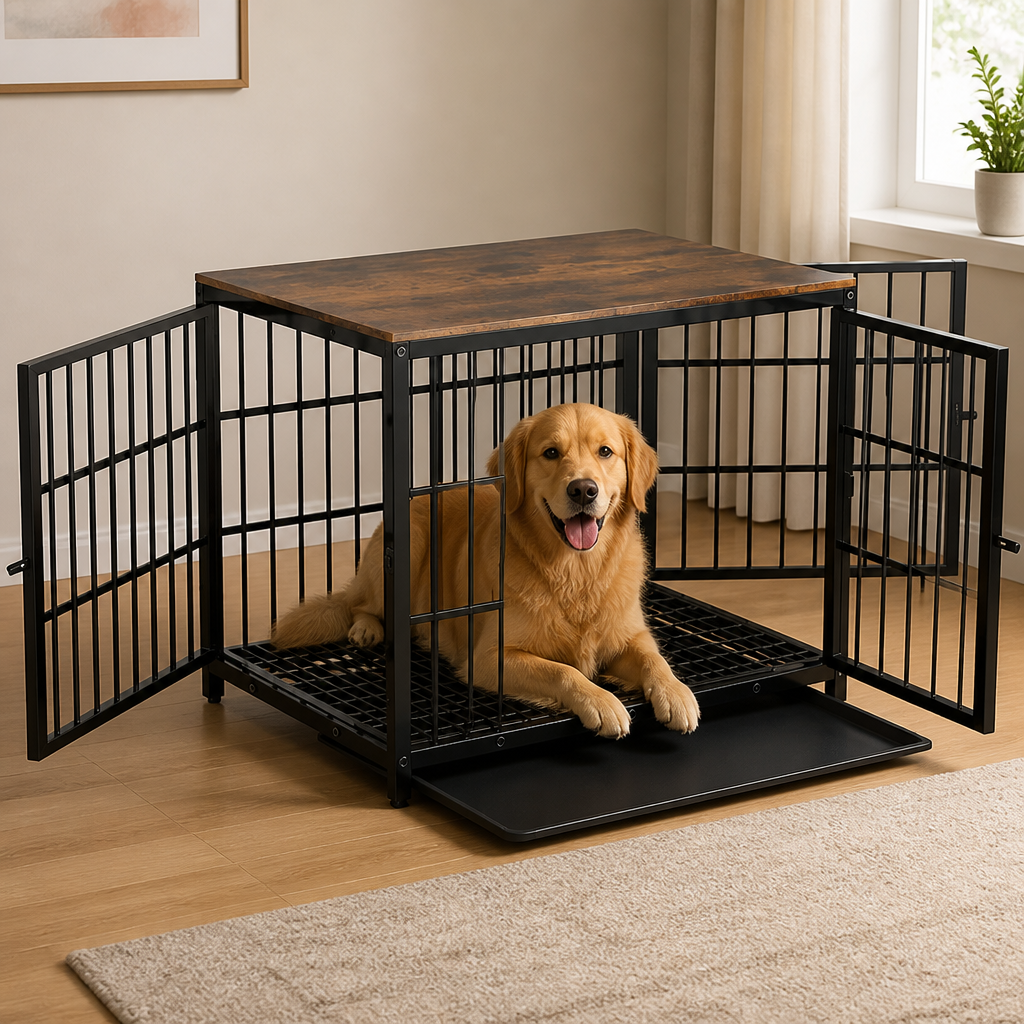 Cage pour chien robuste à 3 portes Ortekor (plateau coulissant amovible)