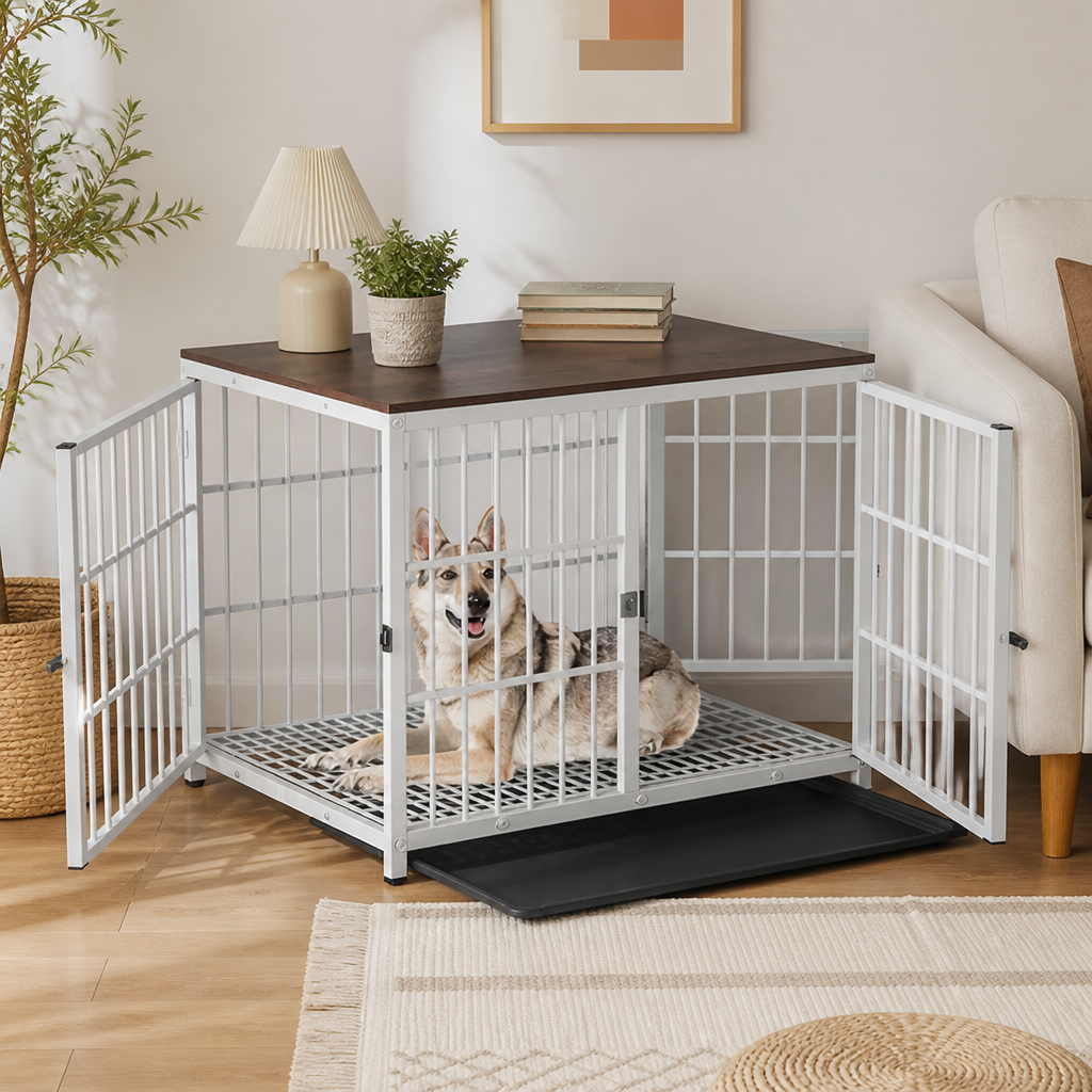 Cage pour chien robuste à 3 portes Ortekor (plateau coulissant amovible)