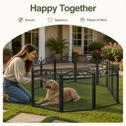 Ortekor Heavy-Duty Metal Foldable Dog Playpen (With Waterproof Pad)