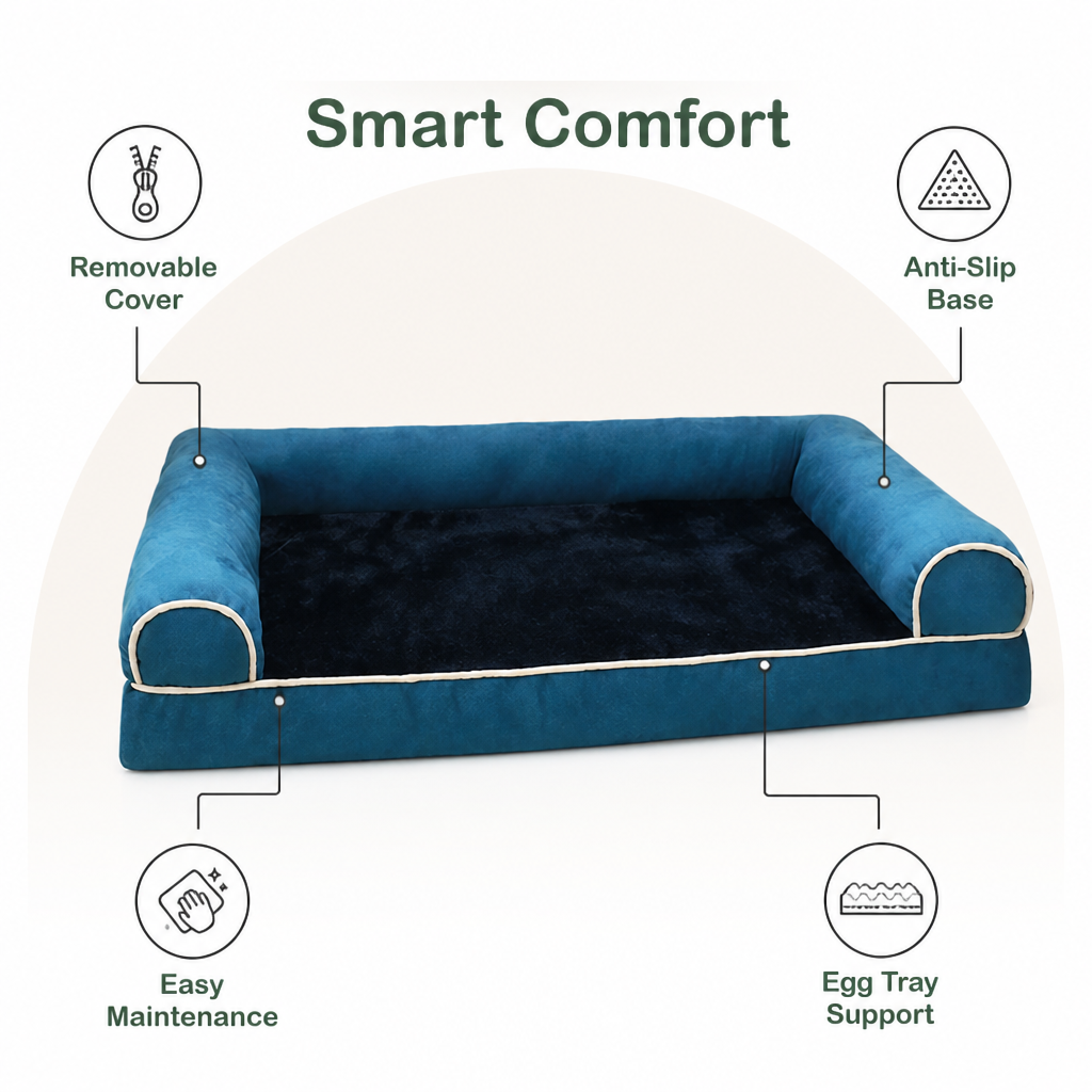 Ortekor High-Density Egg Tray & Non-Slip Dog Bed (Removable Cover)