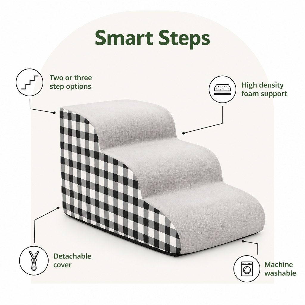 Ortekor High-Density Foam & Detachable Washable Cover Pet Stairs (2/3-Step)