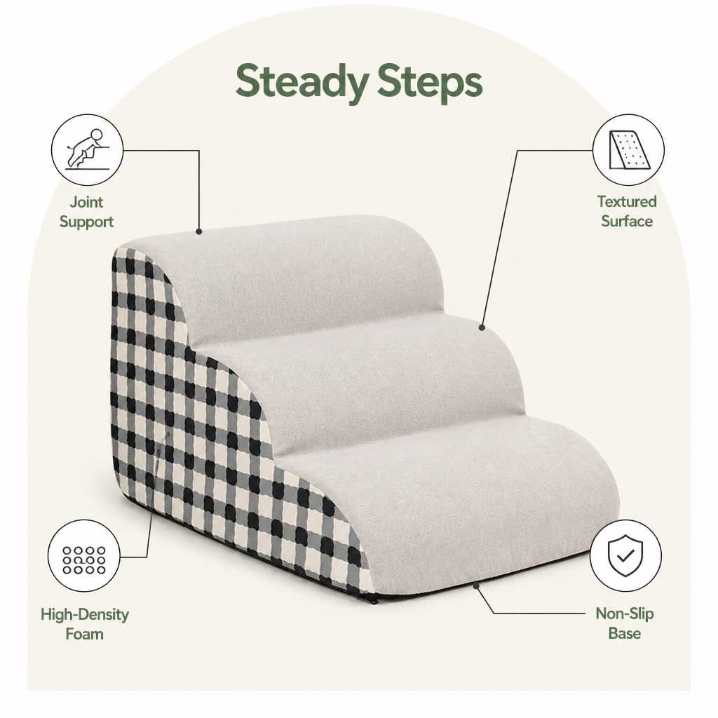 Ortekor High-Density Foam & Non-Slip Dog Stairs (2–4 Steps)