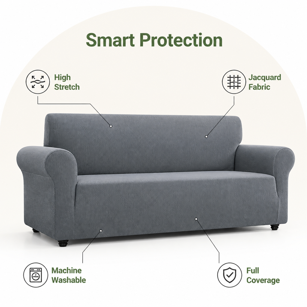 Ortekor High-Stretch Jacquard & Machine Washable Sofa Slipcover (Universal Fit)