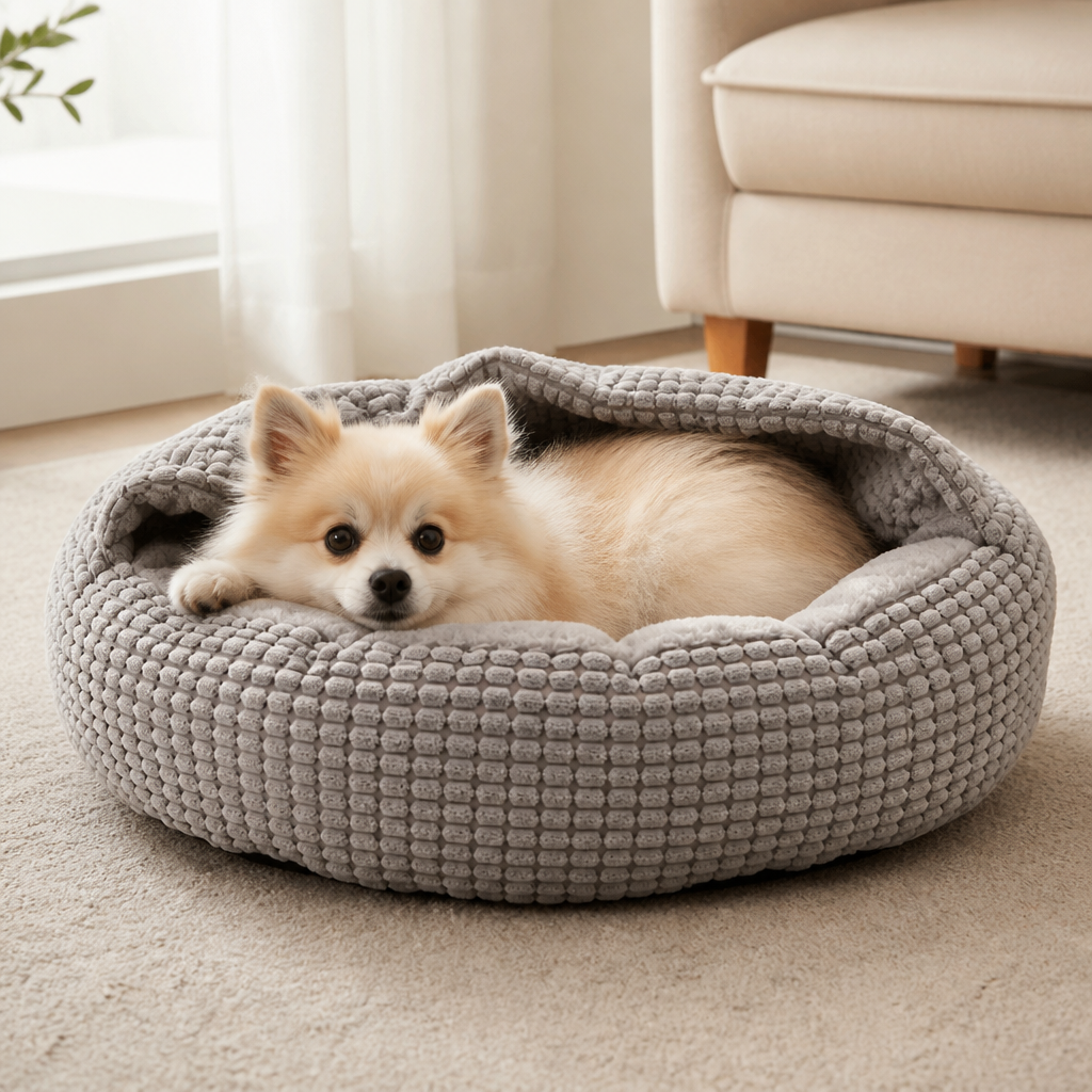 Ortekor Hooded Plush & Non-Slip Cave Bed (Machine Washable)