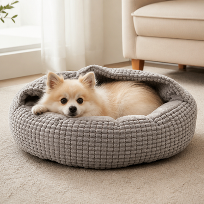 Ortekor Hooded Plush & Non-Slip Cave Bed (Machine Washable)