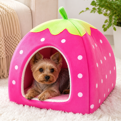 Ortekor Hooded Plush Pet Cave Bed (Removable Cushion)