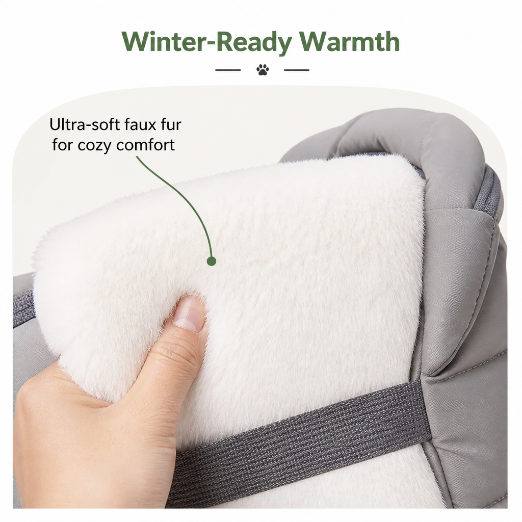 Ortekor Insulated Faux-Fur & Windproof Nylon Pet Carrier (Includes Two Mats)