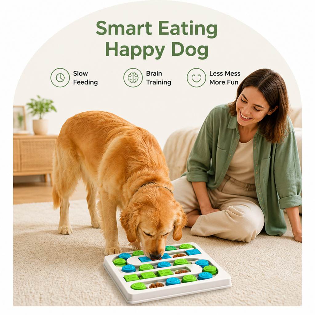 Ortekor Interactive Puzzle & Non-Slip Slow-Feeder Bowl