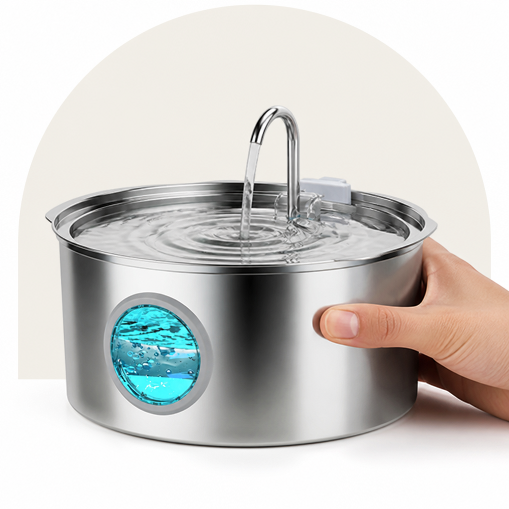 Ortekor Large-Capacity Filtered Pet Water Fountain (Water-Level Window)
