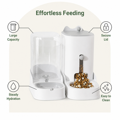 Ortekor Large Capacity Gravity-Fed Ceramic Pet Feeder & Water Dispenser