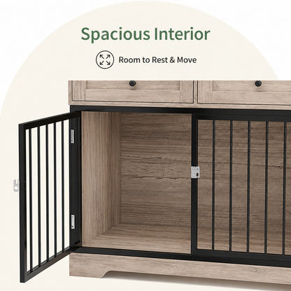 Grande cage pour chien Ortekor en bois imperméable et métal anti-morsure (avec tiroirs)