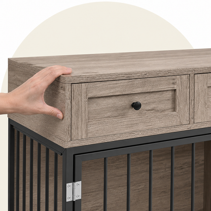 Grande cage pour chien Ortekor en bois imperméable et métal anti-morsure (avec tiroirs)