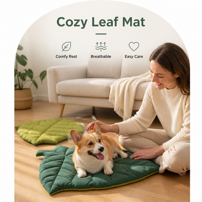 Ortekor Leaf-Shape Machine-Washable & Non-Slip Pet Mat