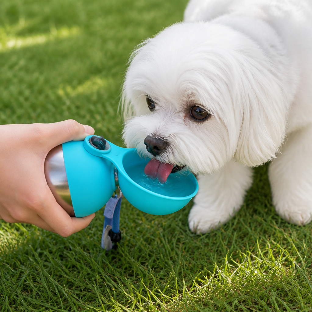 Ortekor Leak-Proof Stainless Steel Dog Water Bottle (Removable Bowl)