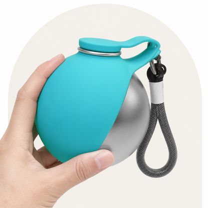 Ortekor Leak-Proof Stainless-Steel & Foldable Silicone Dog Water Bottle