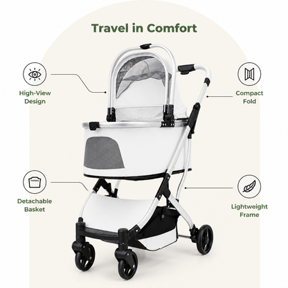 Ortekor Lightweight Foldable High-View Pet Stroller (Removable Basket)
