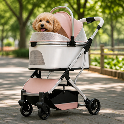 Ortekor Lightweight Foldable High-View Pet Stroller (Removable Basket)