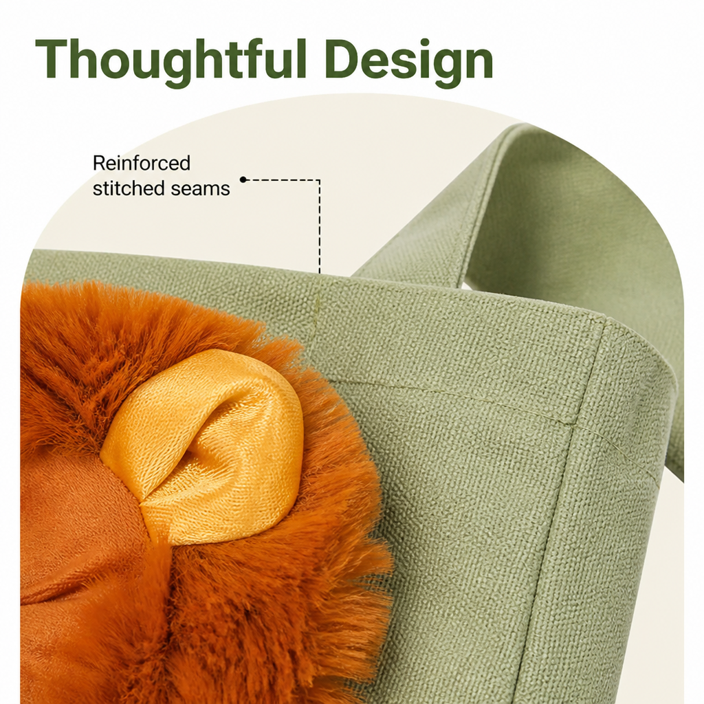 Ortekor Lion-Shaped Cotton Canvas Shoulder Carrier (Adjustable Zip)