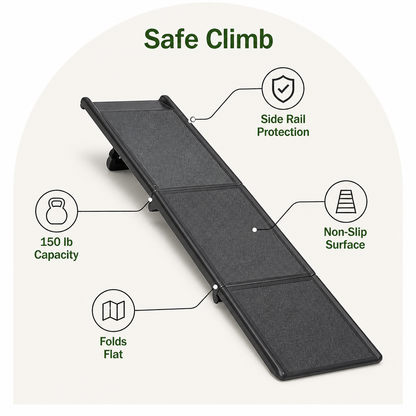 Ortekor Long Folding Dog Ramp With Side Rails (Supports 150 lb)