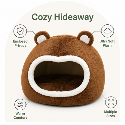 Ortekor Long Plush Hooded Pet Cave Bed