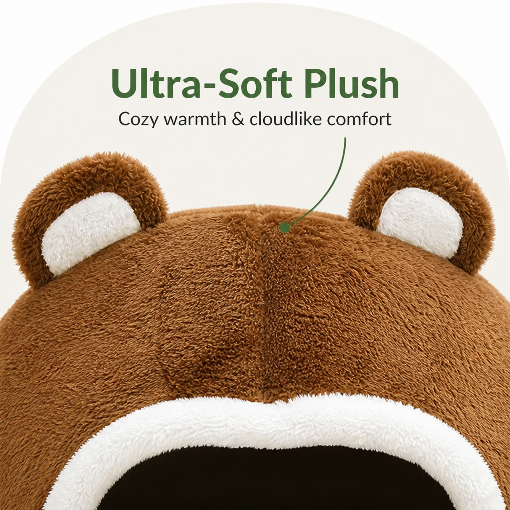 Ortekor Long Plush Hooded Pet Cave Bed