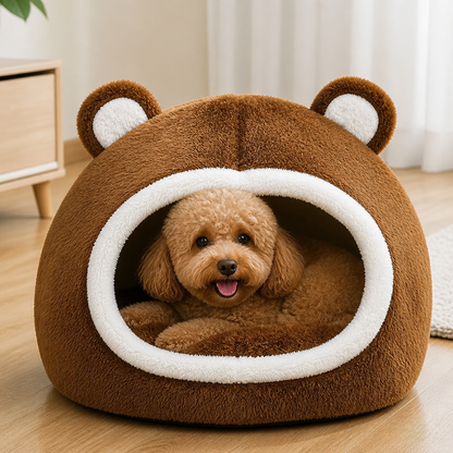 Ortekor Long Plush Hooded Pet Cave Bed