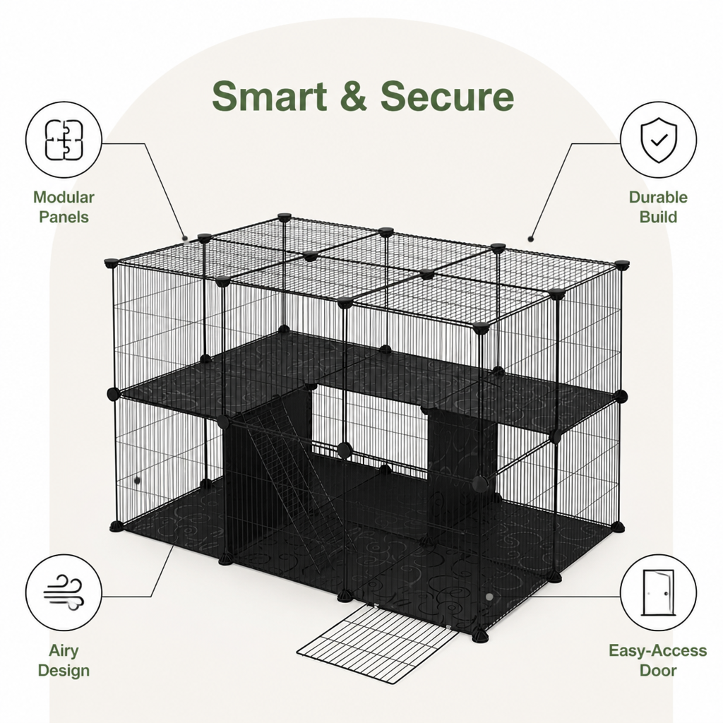 Ortekor Modular Metal & Plastic Mesh Small Pet Playpen (Door Included)