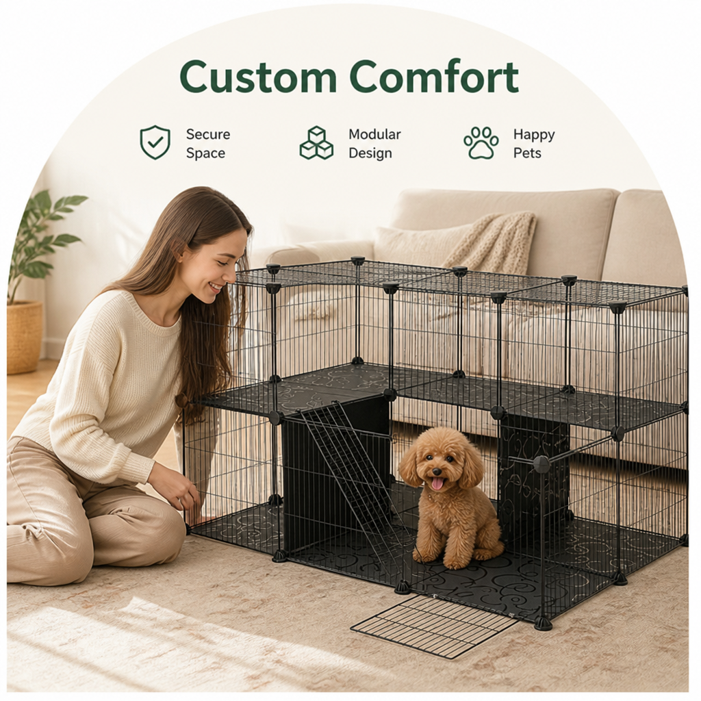 Ortekor Modular Metal & Plastic Mesh Small Pet Playpen (Door Included)