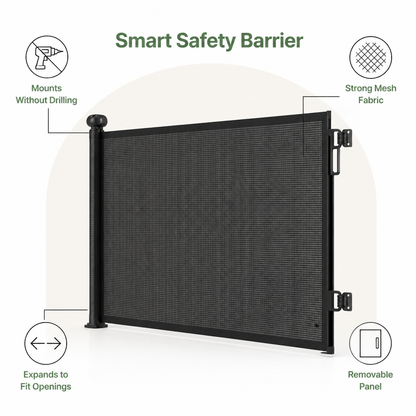 Ortekor No-Drill Adjustable Retractable Mesh Pet Gate