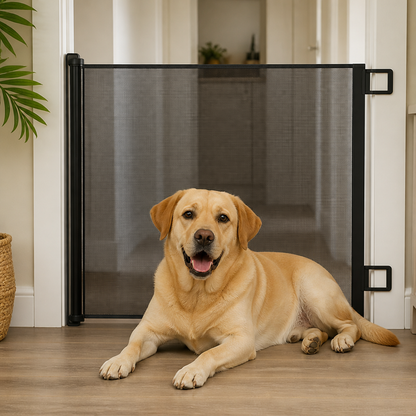 Ortekor No-Drill Adjustable Retractable Mesh Pet Gate