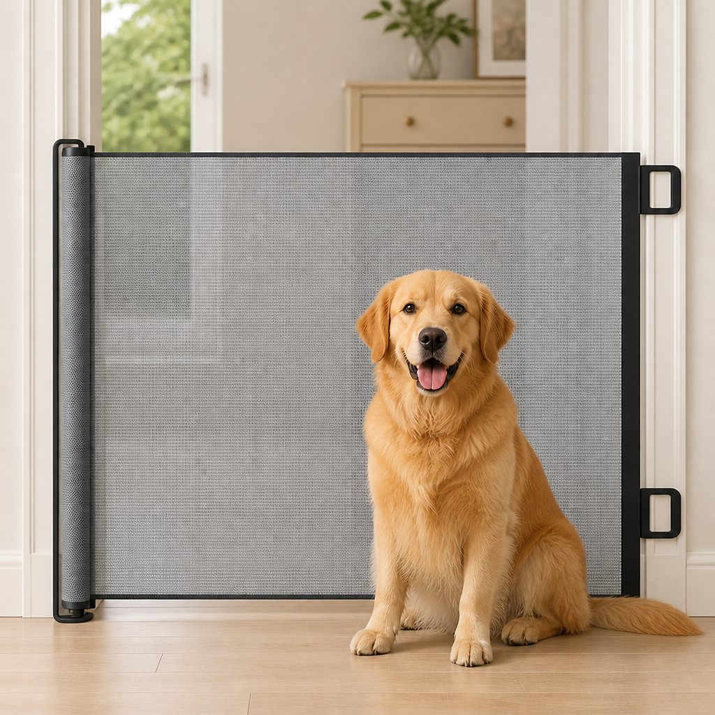 Ortekor No-Drill Adjustable Retractable Mesh Pet Gate