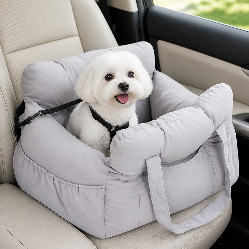 Siège auto rehausseur pour chien antidérapant et lavable Ortekor (sangles de sécurité réglables)