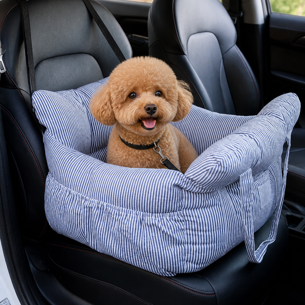 Siège auto rehausseur pour chien antidérapant et lavable Ortekor (sangles de sécurité réglables)