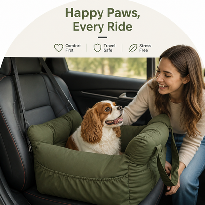 Siège auto rehausseur pour chien antidérapant et lavable Ortekor (sangles de sécurité réglables)