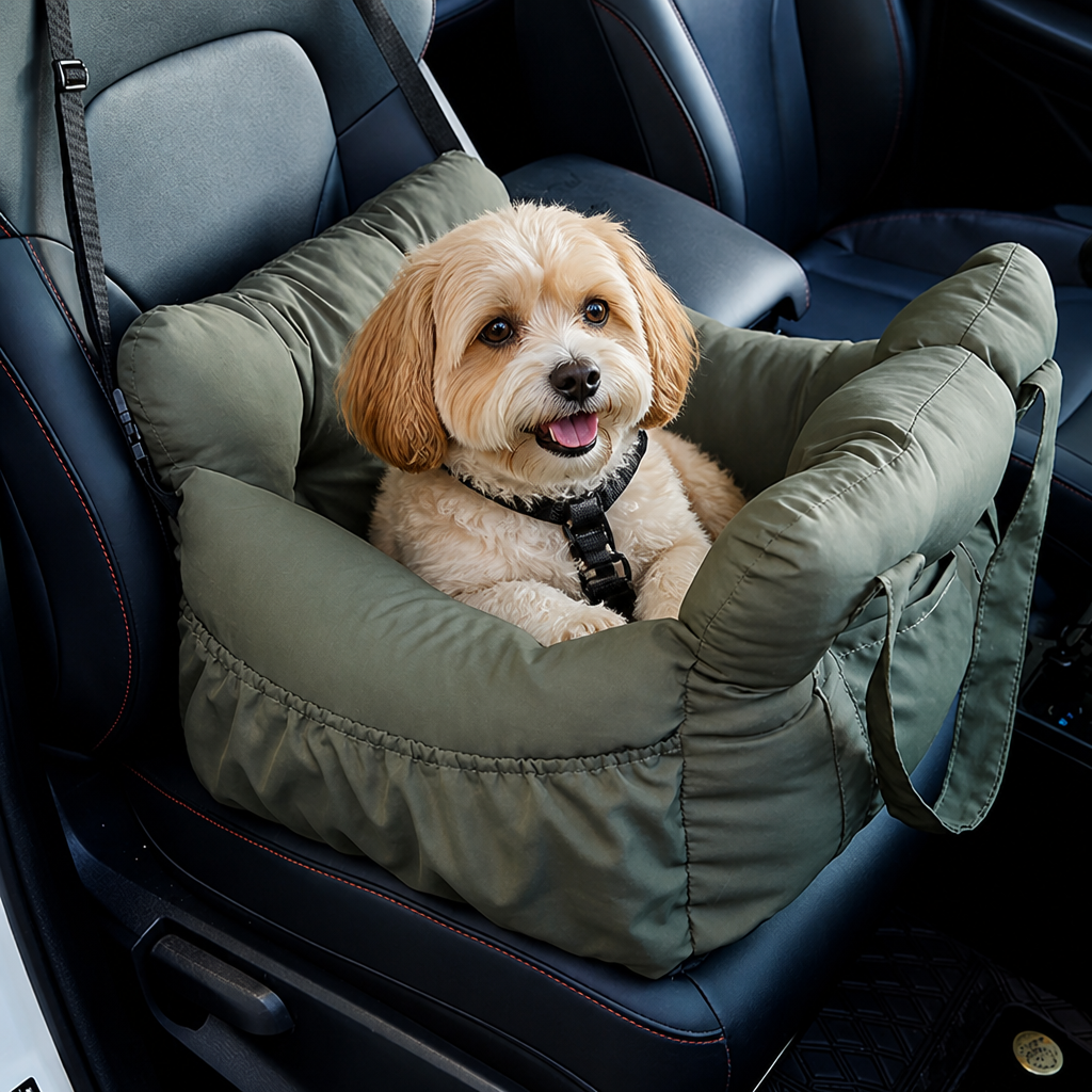 Siège auto rehausseur pour chien antidérapant et lavable Ortekor (sangles de sécurité réglables)