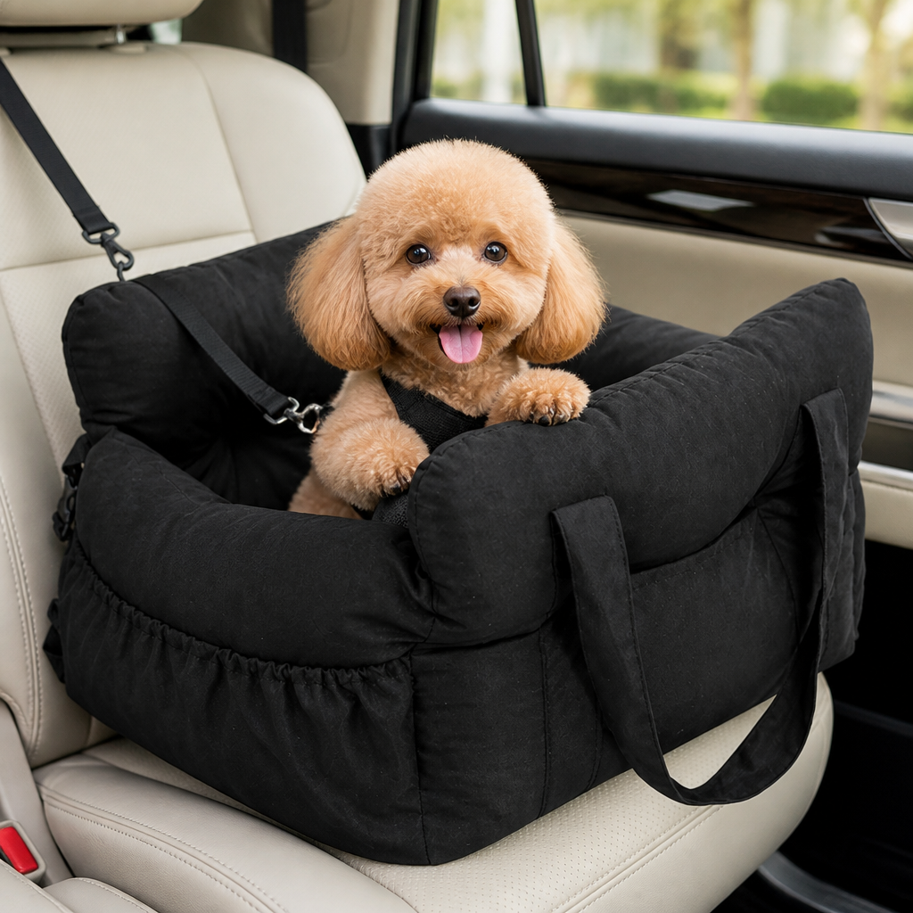 Siège auto rehausseur pour chien antidérapant et lavable Ortekor (sangles de sécurité réglables)