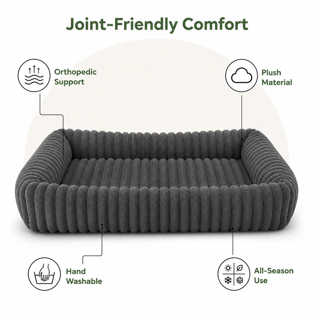 Ortekor Orthopedic High-Resilience Plush Dog Bed (Hand-Washable)