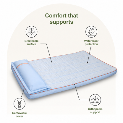 Ortekor Orthopedic Memory Foam & Breathable Waterproof Bolster Bed (Removable Cover)