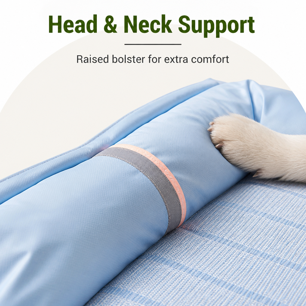 Ortekor Orthopedic Memory Foam & Breathable Waterproof Bolster Bed (Removable Cover)