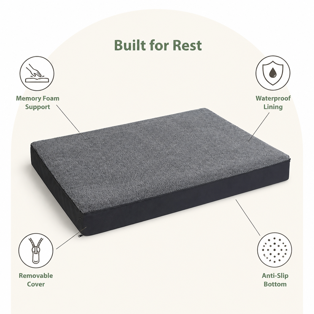 Ortekor Orthopedic Memory Foam Dog Bed (Removable Cover & Waterproof Lining)
