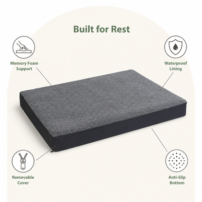 Ortekor Orthopedic Memory Foam Dog Bed (Removable Cover & Waterproof Lining)