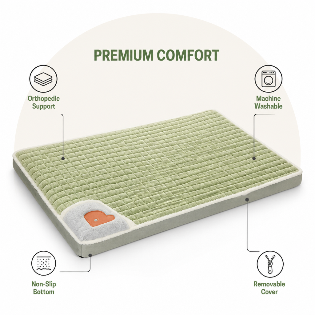 Ortekor Orthopedic Memory Foam Dog Bed (Removable Machine-Washable Cover)
