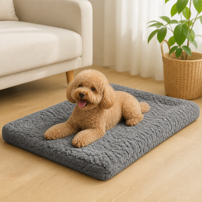 Lit pour chien en mousse à mémoire de forme orthopédique Ortekor avec housse en fausse fourrure lavable (base imperméable antidérapante)