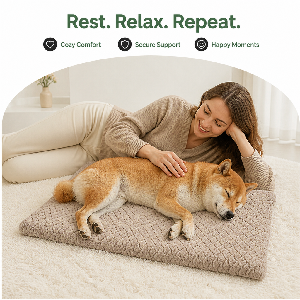 Lit pour chien en mousse à mémoire de forme orthopédique Ortekor avec housse en fausse fourrure lavable (base imperméable antidérapante)