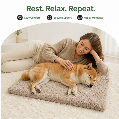 Lit pour chien en mousse à mémoire de forme orthopédique Ortekor avec housse en fausse fourrure lavable (base imperméable antidérapante)