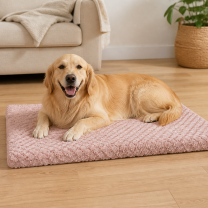 Lit pour chien en mousse à mémoire de forme orthopédique Ortekor avec housse en fausse fourrure lavable (base imperméable antidérapante)