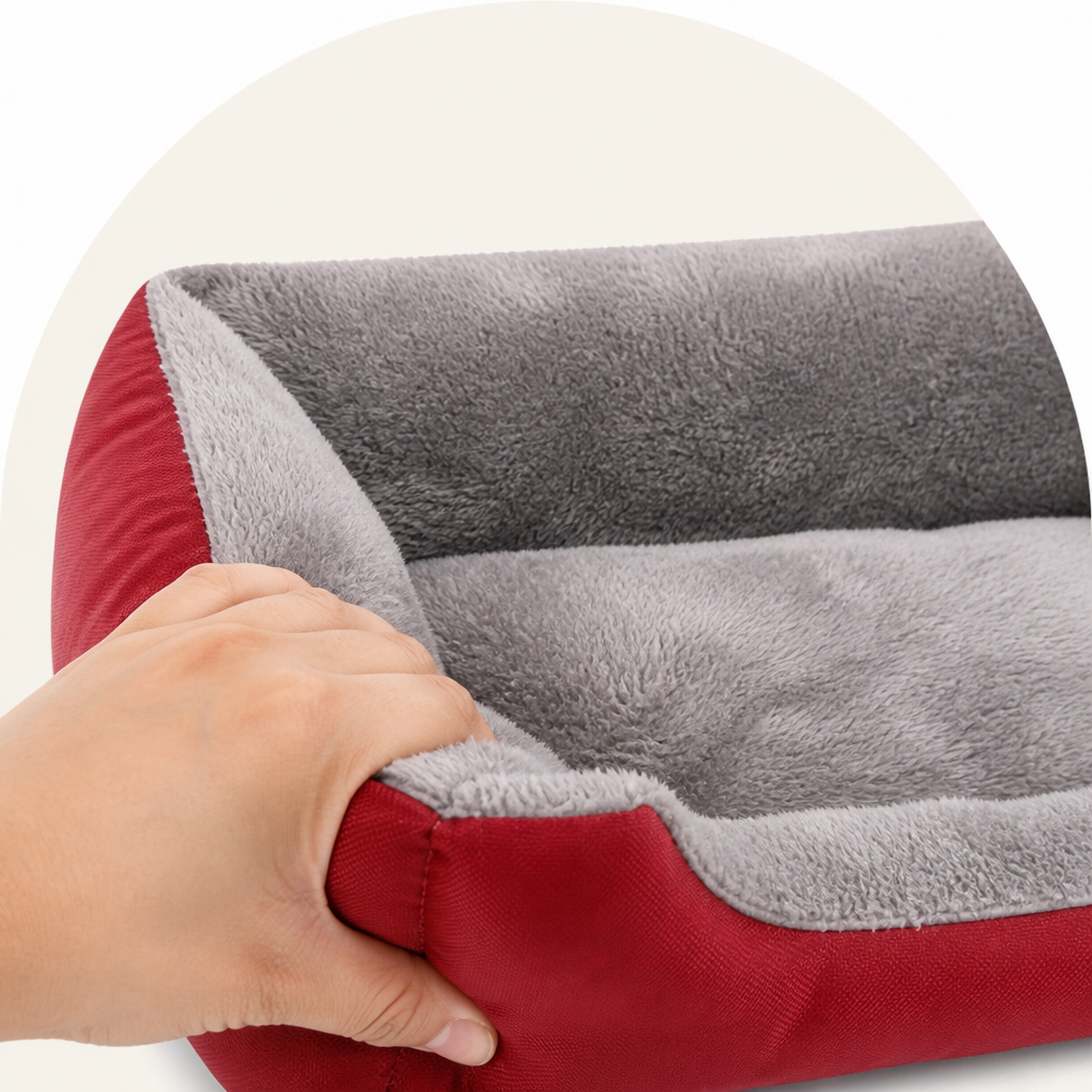 Ortekor Paw-Print Plush Washable Pet Bed (Removable Cover)