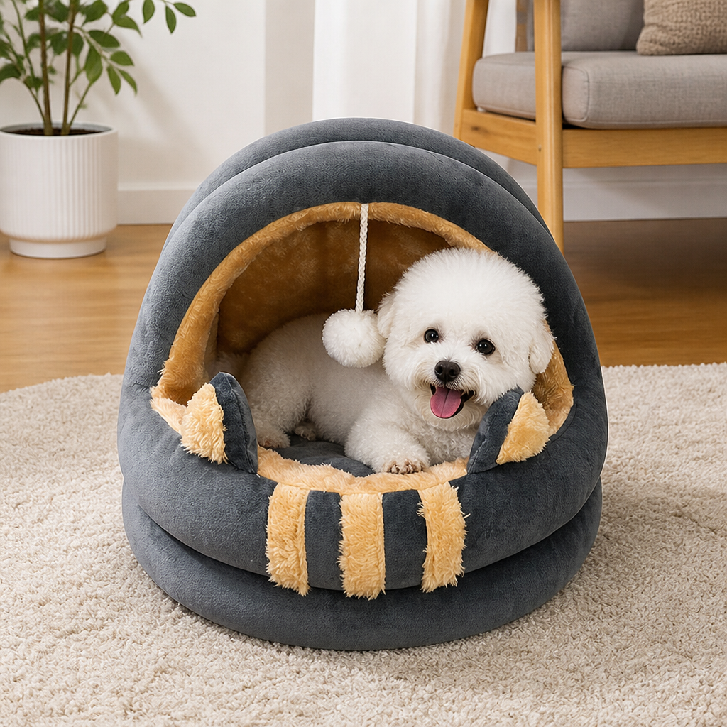 Ortekor Plush Arctic Velvet & Insulated Cat Cave Bed