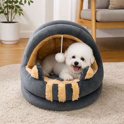 Ortekor Plush Arctic Velvet & Insulated Cat Cave Bed