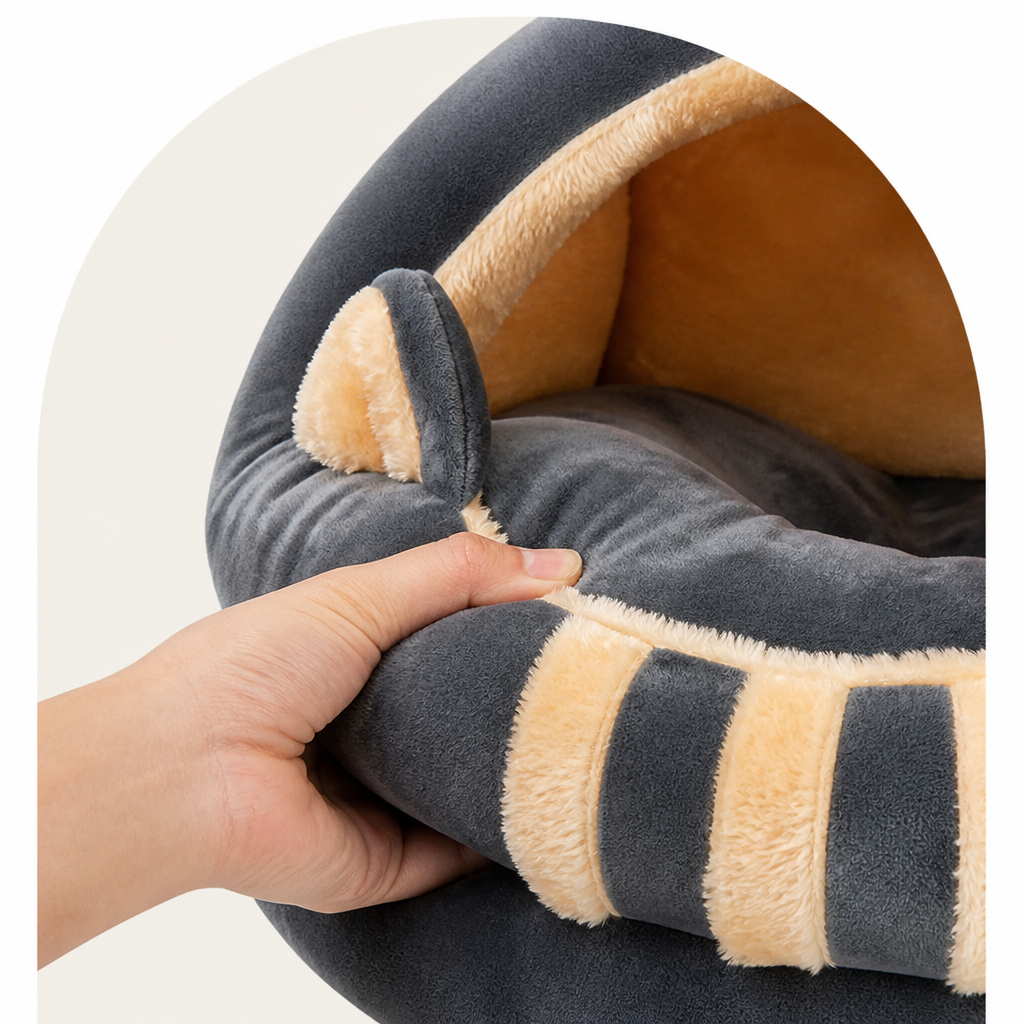 Ortekor Plush Arctic Velvet & Insulated Cat Cave Bed